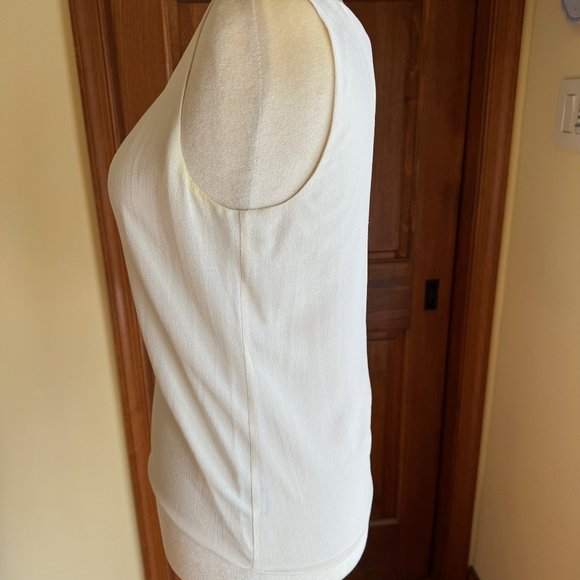 Linda Allard for Ellen Tracy Vintage Bone Silk Crepe Tank Blouse, SZ 10 - Picture 4 of 9